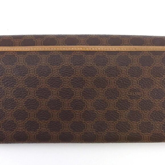 CELINE Long Wallet Macadam Beige PVC ?~ Leather Authentic Used - Picture 3 of 9